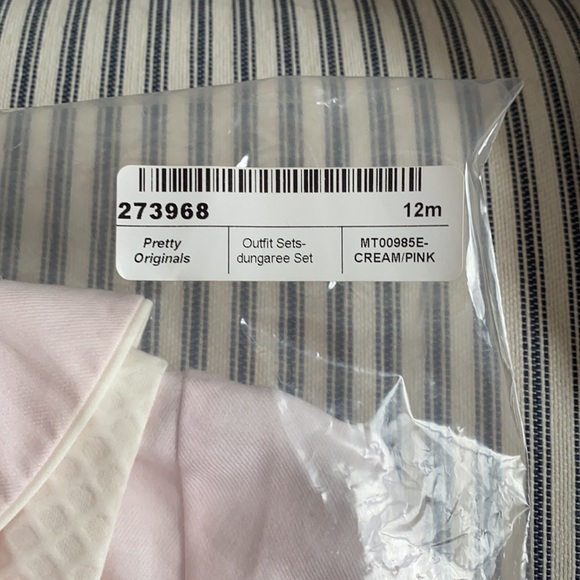 Pretty Originals Dungarees Overalls Set Pink Cream 12mo NWT - Picture 3 of 11